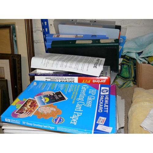 189 - LARGE QUANTITY OF PHOTOGRAPHY STATIONERY, PAPER ETC