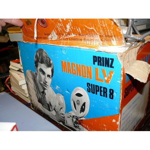 206B - PRINZ MAGNON LV SUPER 8 PROJECTOR PLUS A BOOTS SUPER QI SLIDE PROJECTOR AND CINE TAPE OF CHARLIE CHA... 