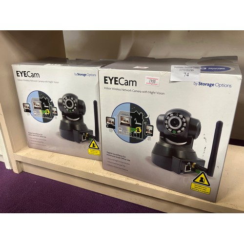 74 - 2 EYECAM SECURITY CAMERAS BOTH APPEAR NEW IN BOX