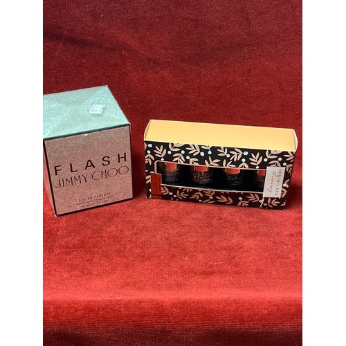 79 - JIMMY CHOO FLASH PERFUME PLUS A CELESTE NAIL COLOUR SET BOTH NEW IN BOX