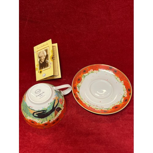 82 - GOEBEL ROSINA WACHTMEISTER CUP AND SAUCER WITH CAT DESIGN PLUS ORIGINAL BOX