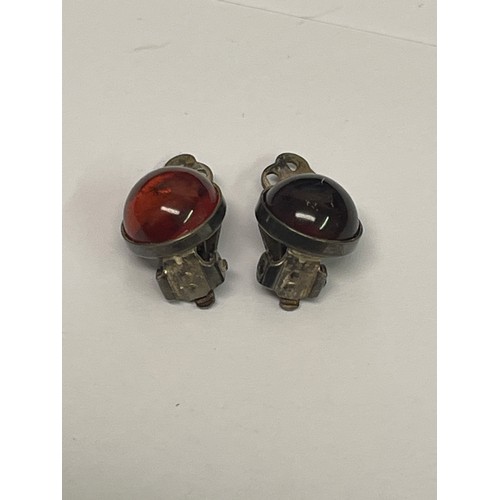 10 - TWO PAIRS OF SILVER EARRINGS ONE WITH GARNET THE OTHER RED CORAL