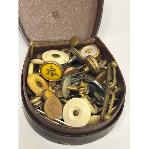 11 - A LARGE COLLECTION OF CUFF LINKS AND DRESS SHIRT STUDS IN A STUDS BOX