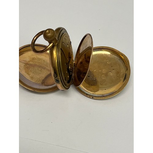 16 - A GOLD PLATED POCKET / FOB WATCH BY AMERICAN WATCH COMPANY WALTHAM