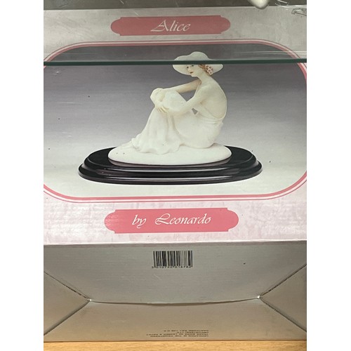 6 - LADY FIGURINE OF ALICE BY LEONARDO SIGNED ANNIE ROWE WITH ORIGINAL BOX