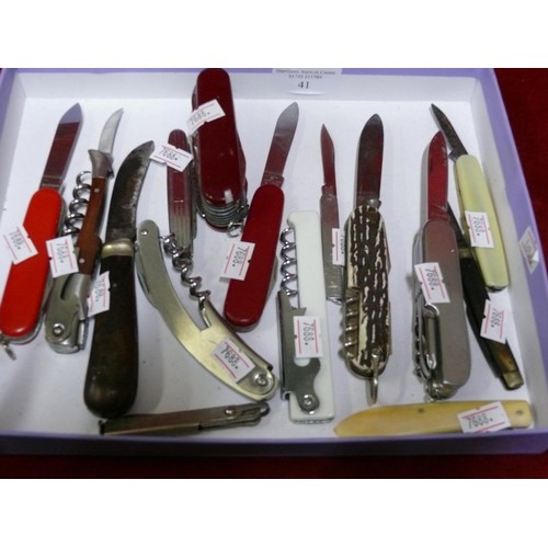 41 - LARGE COLLECTION OF PEN KNIVES, MULTI TOOLS, PIPE CLEANERS