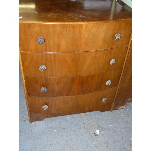 399 - VINTAGE BOW FRONTED 4 DRAWER CHEST