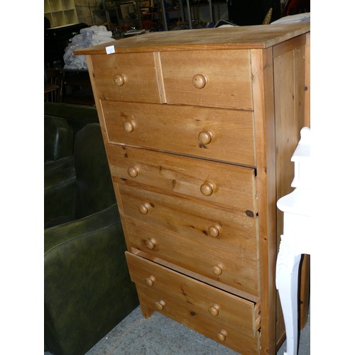 405 - LARGE PINE CHEST OF 8 DRAWERS