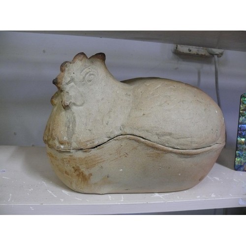 61 - LARGE STUDIO POTTERY CHICKEN TUREEN