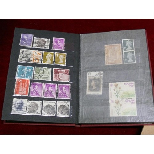 66 - ALBUM AND BOX OF VINTAGE WORLD STAMPS