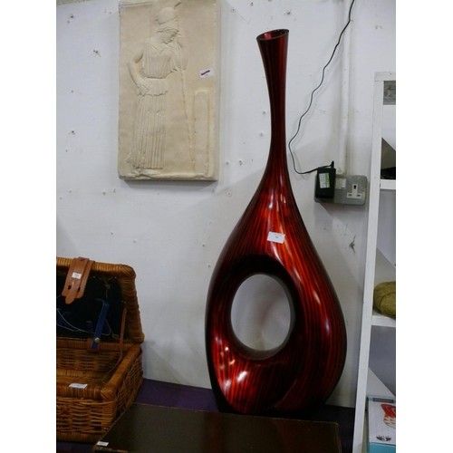 90 - LARGE RED MODERN SCULPTURE VASE