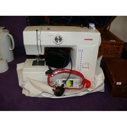 92 - JANOME MODEL 1550 SEWING MACHINE WITH FOOT PEDAL AND MANUAL, PERFECT WORKING ORDER