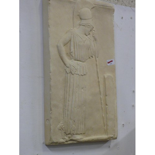 94 - A LARGE HAND CAST PLASTER PLAQUE OF 'THOUGHTFUL ATHENA'