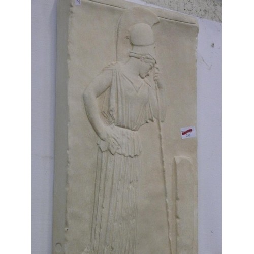 94 - A LARGE HAND CAST PLASTER PLAQUE OF 'THOUGHTFUL ATHENA'