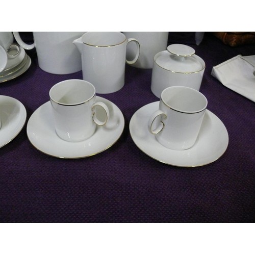 95 - WHITE PORCELAIN TEA/COFFEE SET BY THOMAS GERMAY TO INCLUDE TEAPOT, COFFEE POT, SUGAR BOWL, MILK JUG,... 