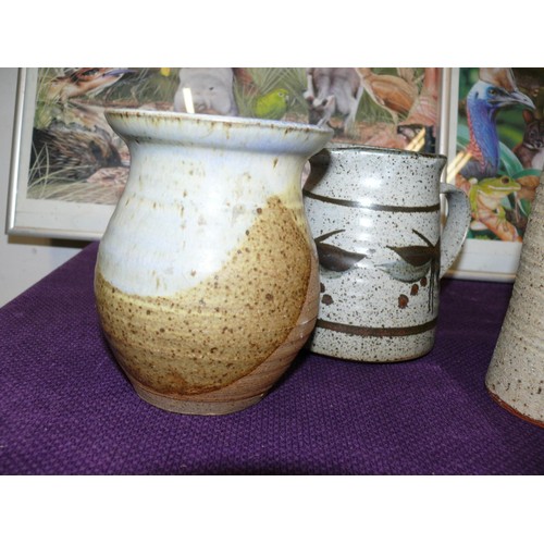 99 - 5 PIECES OF STUDIO POTTERY (VASES)