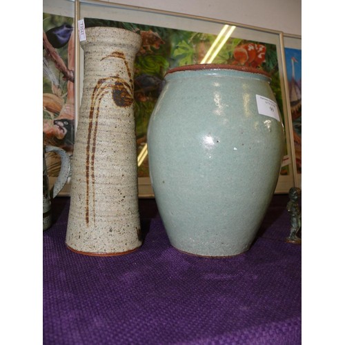 99 - 5 PIECES OF STUDIO POTTERY (VASES)