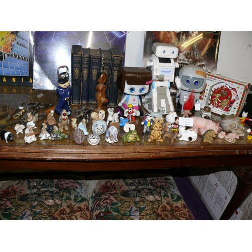 106 - NICE MIXED LOT -  ANIMAL FIGURES, CONFUSED ROBOT AND 2 OTHERS, CHARLES DICKENS  BOOKS, VINTAGE BOTTL... 