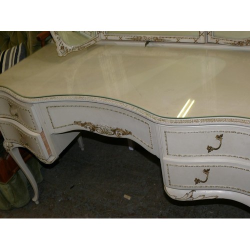 297 - BEAUTIFUL LOUIS STYLE DRESSING TABLE WITH MIRROR AND 5 DRAWERS