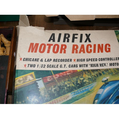 108 - Vintage Airfix GT motor racing set in box, SPARES BUT NO CARS. With track, power controllers, barrie... 