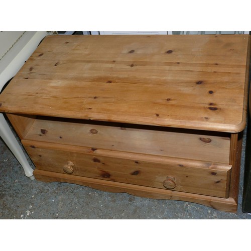 293 - PINE UNIT WITH SHELF AND DRAWER BELOW