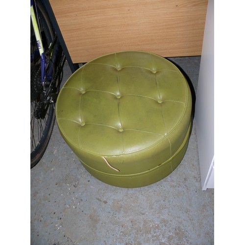 266 - GREEN FAUX LEATHER CIRCULAR FOOT STOOL