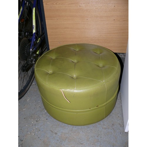 266 - GREEN FAUX LEATHER CIRCULAR FOOT STOOL