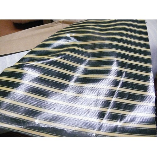 149 - 26M OF GREEN STRIPE VINYL FABRIC