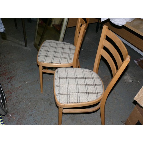 263 - PAIR OF BEECH FRAMED KITCHEN CHAIRS WITH UPHOLSTERED SEAT PADS