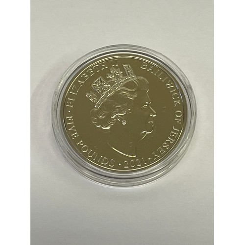 24 - A MINT SILVER 2021 £5 BAILIWICK OF JERSEY COIN FROM WESTMINSTER MINT