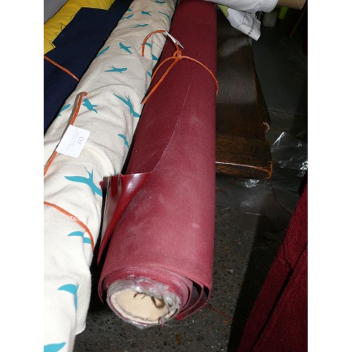 328 - PART ROLL OF HEAVY DUTY VINYL FABRIC IN BURGUNDY