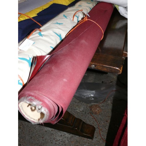 328 - PART ROLL OF HEAVY DUTY VINYL FABRIC IN BURGUNDY