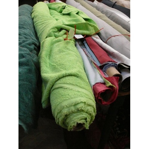 335 - PART ROLL OF LIGHT GREEN TOWELLING FABRIC