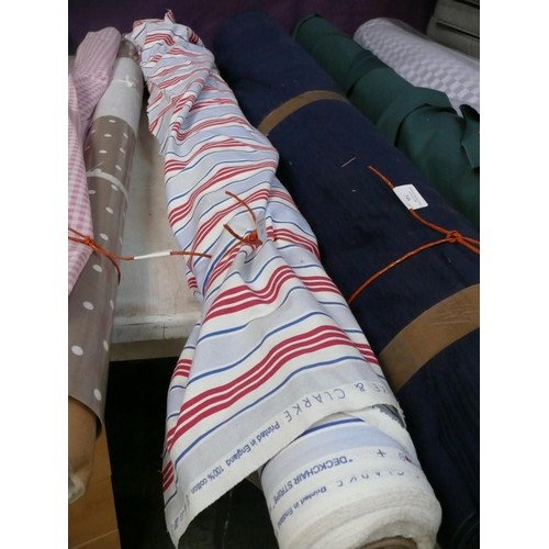 345 - PART ROLL OF DECKCHAIR STRIPE FABRIC 100% COTTON BY CLARKE & CLARKE