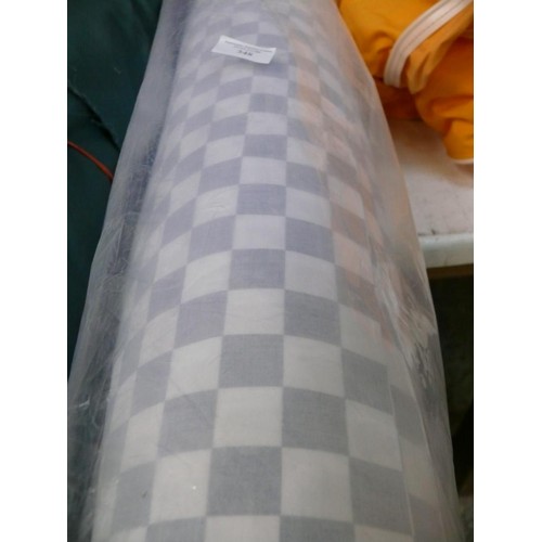 348 - LARGE ROLL OF BLUE AND WHITE CHECK FABRIC