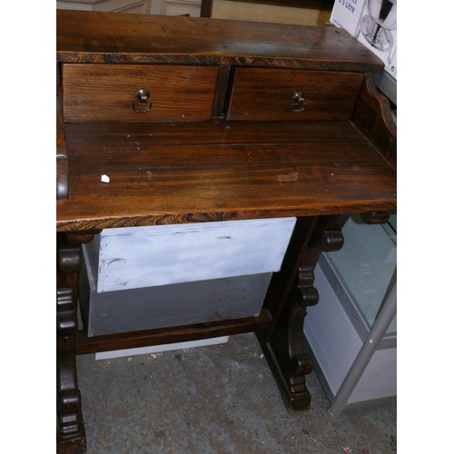 352 - OAK 2 DRAWER DESK