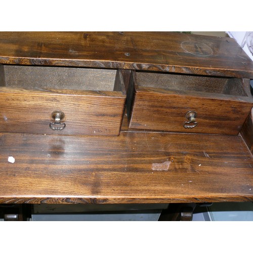 352 - OAK 2 DRAWER DESK