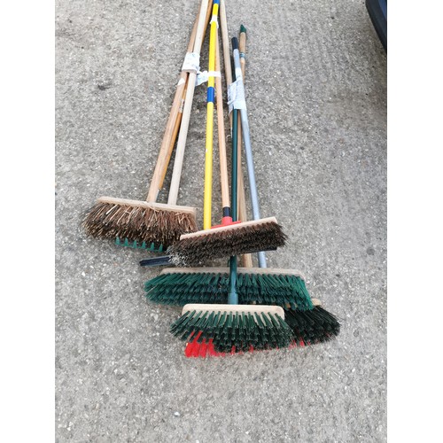 363 - 6 YARD BRUSHES, A RAKE AND A SQUEEGEE