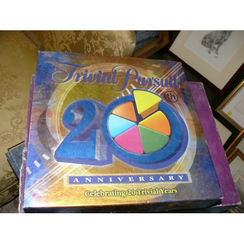 287B - 2 BOARD GAMES WHO WANTS TO BE A MILLIONAIRE AND TRIVIAL PURSUIT PLUS A TUB OF STATIONERY ITEMS