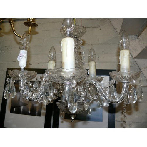 135A - BEAUTIFUL 5 ARM CRYSTAL CHANDELIER