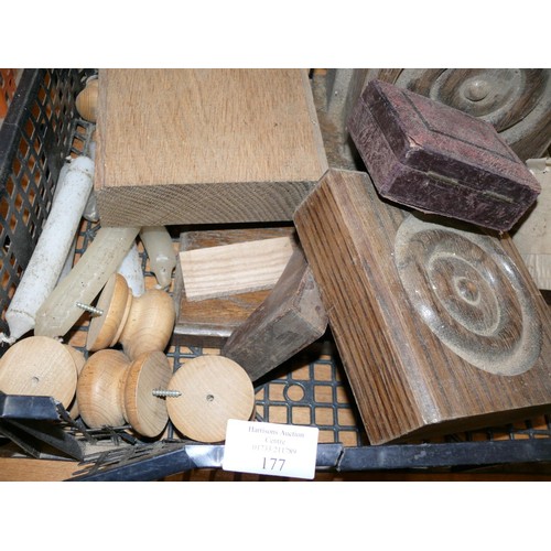 177 - SELECTION OF CARVED WOODEN BLOCKS, KNOBS ETC