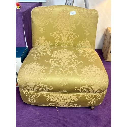 286 - SMALL VINTAGE NURSING CHAIR UPHOLSTERED IN GOLD/GREEN