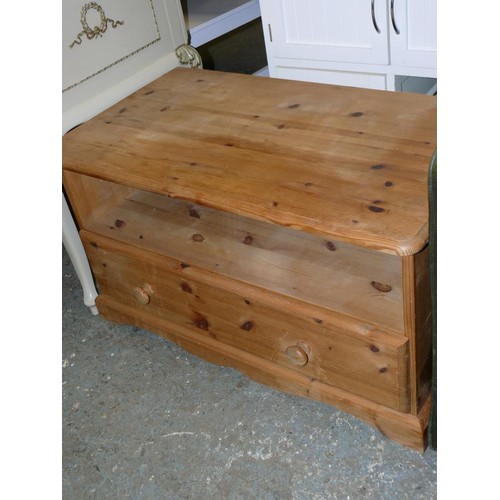 293 - PINE UNIT WITH SHELF AND DRAWER BELOW