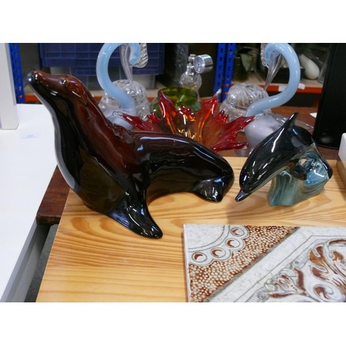 294A - COLLECTION OF NICE CHINA TO ONCLUDE JERSEY POTTERY VASE AND DISH AND A POOLE DOLPHIN