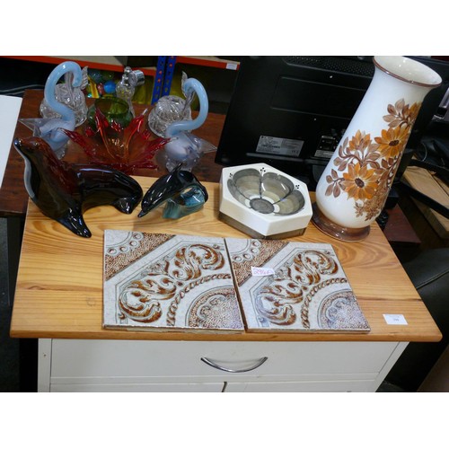 294A - COLLECTION OF NICE CHINA TO ONCLUDE JERSEY POTTERY VASE AND DISH AND A POOLE DOLPHIN