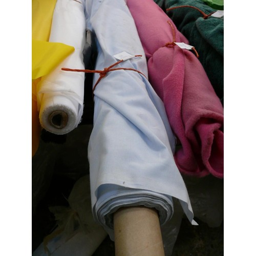 332 - VERY LONG ROLL OF PALE BLUE FABRIC