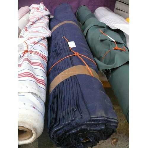 346 - ROLL OF LARGE OFF CUTS OF NAVY BLUE FABRIC