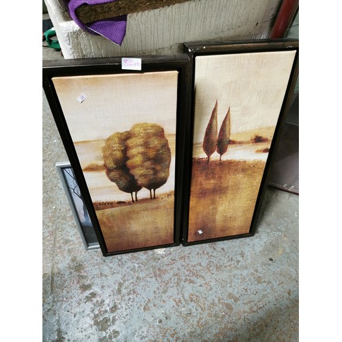 360A - A PAIR OF HORSE SILHOUETTE PRINTS AND A PAIR OF FRAMED CANVAS PRINTS