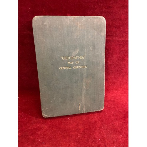 78 - Early 20thC Geographia Map of the Central Counties by Alexander Gross F.R.G.S. - folding cloth backe... 