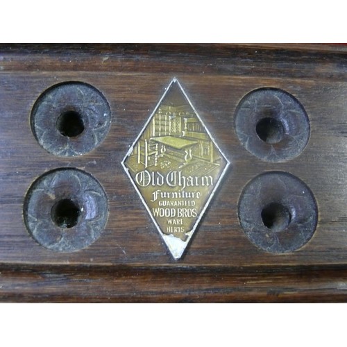 75 - Vintage oak tobacco barrel, together with an Old Charm Furniture oak desk pen stand.